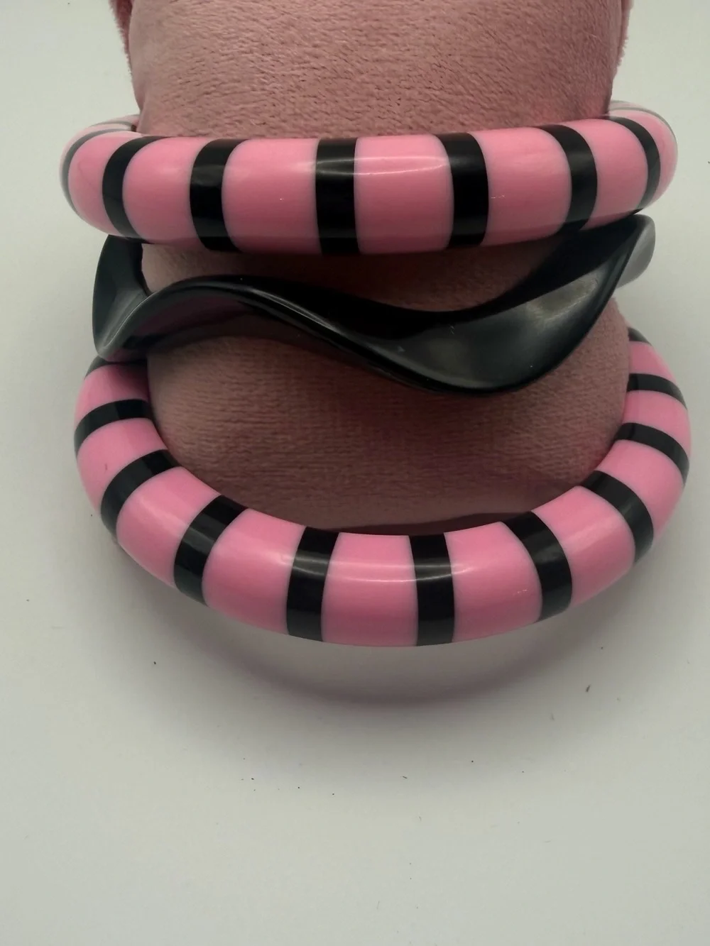 MOD Pink and Black Striped Bangle Set